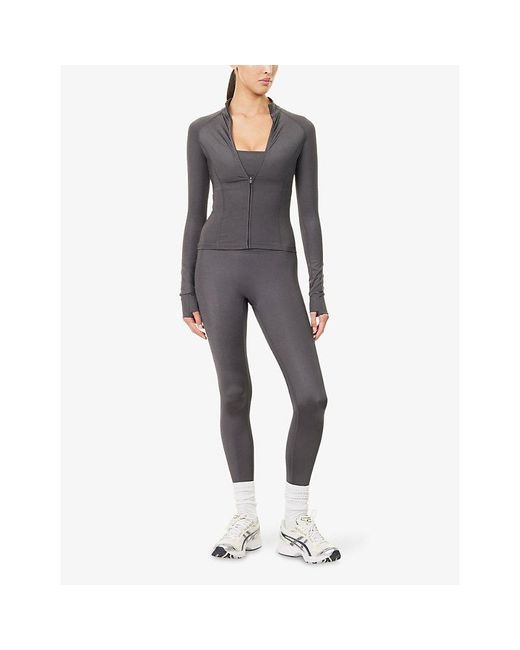 ADANOLA Gray Gloss Skinny Strap Sports Bra