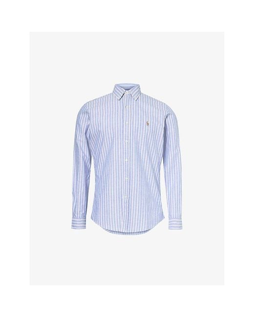 Polo Ralph Lauren Blue Logo-embroidered Cotton-oxford Shirt for men
