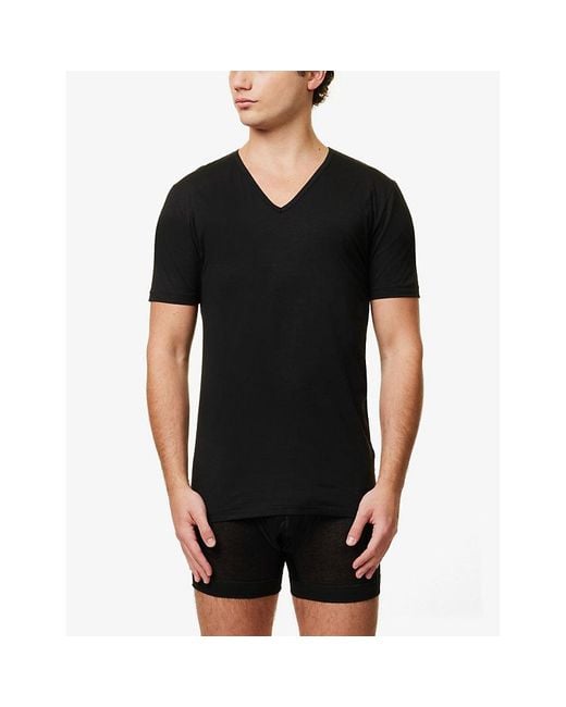 Zimmerli of Switzerland Black Pure Comfort Cotton-Blend T-Shirt for men