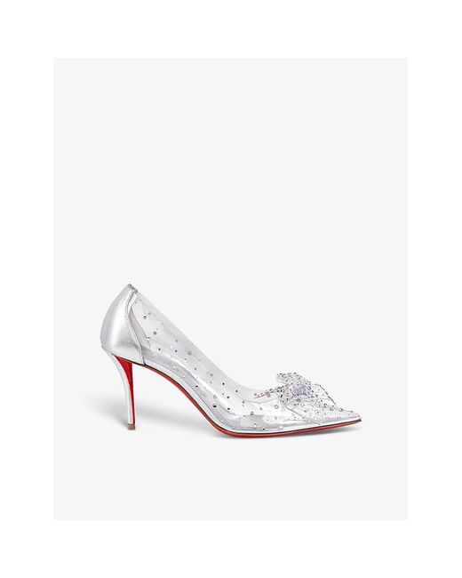 Christian Louboutin White Jelly Strass 80 Crystal-embellished Leather And Pvc Heeled Courts
