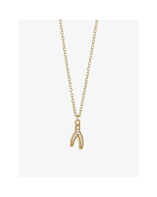 Astley Clarke Metallic Celestial Wishbone 18Ct-Plated Sterling- And Sapphire Pendant Necklace