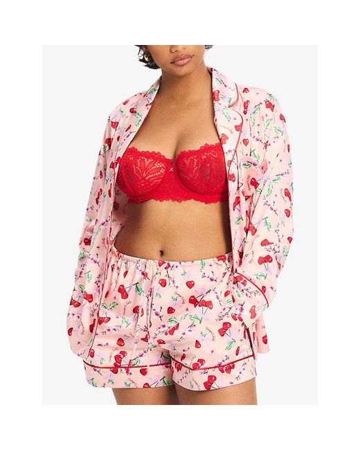 Savage x Fenty Red Romantic Corded Lace Unlined Balconette Bra