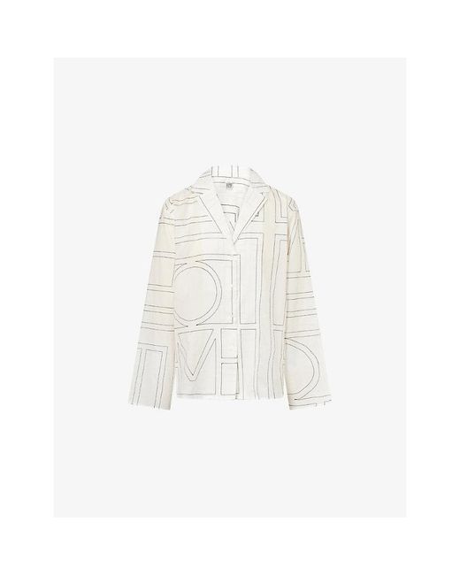Totême White Monogram Spread-Collar Cotton-Blend Shirt
