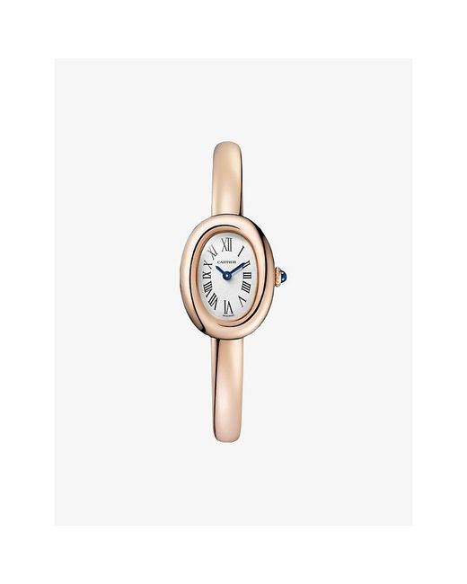 Cartier White Baignoire Mini Size 16 18Ct Rose- Quartz Watch 24.6Mm