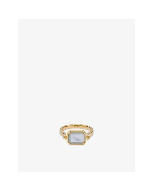 Astley Clarke White Deco 18Ct Vermeil, Mother-Of-Pearl And Amazonite Spinner Ring