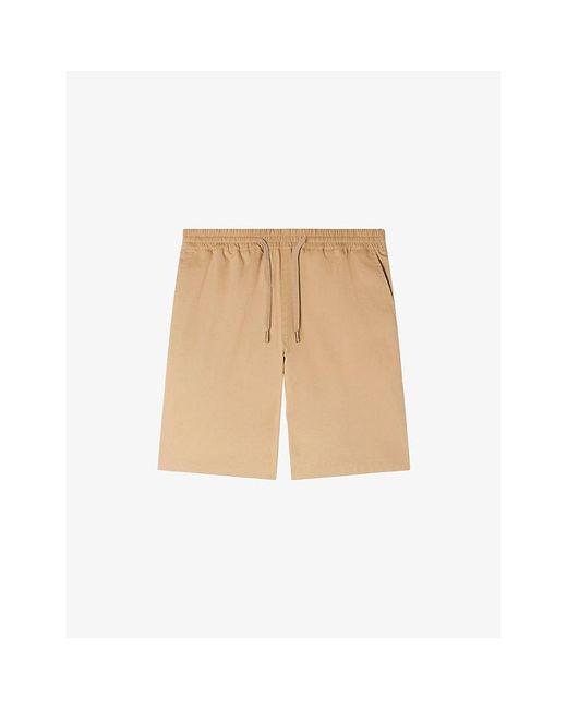Sandro Natural Drawstring-Waist Stretch Cotton-Blend Shorts for men
