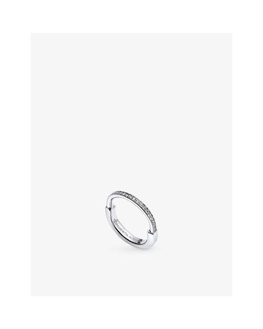 Tiffany & Co White Tiffany Lock 18Ct- And 0.17Ct Round-Brilliant Diamond Ring
