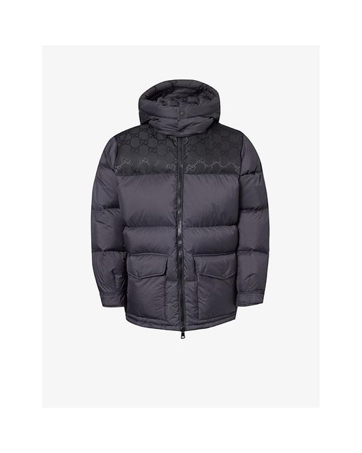 Gucci Blue Detachable-hood Padded Shell-down Jacket for men