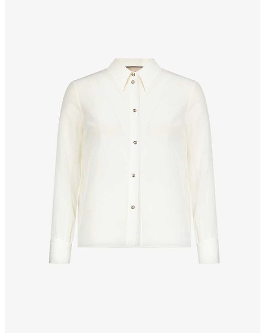 Gucci White Double-g Button Silk Shirt