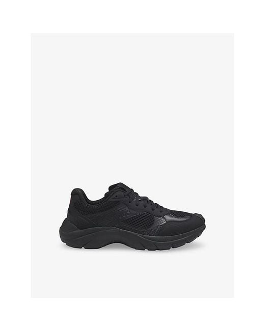 HUGO Black Brand-Debossed Mesh And Faux-Leather Low-Top Trainers for men