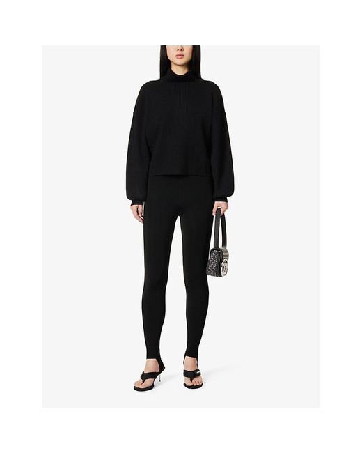 GOOD AMERICAN Black Mock Turtle-neck Knitted Top X