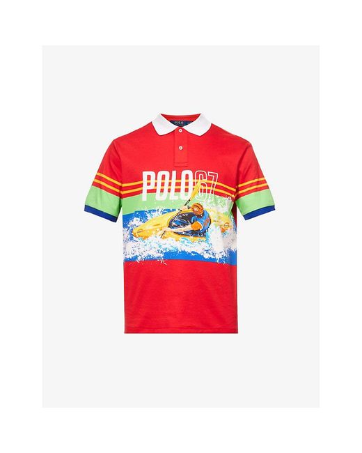 Polo Ralph Lauren Kayak Graphic-print Cotton Polo Shirt in Red for Men |  Lyst Canada