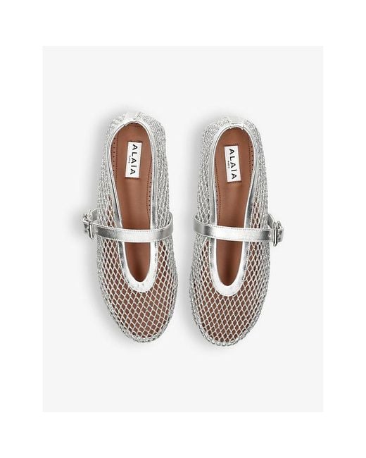 Alaïa Metallic Fishnet Ballerinas