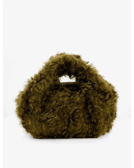 Dries Van Noten Green Twist Faux-shearling Top-handle Bag