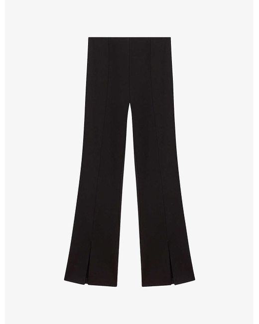 Maje Black Split-cuff Flare-leg High-rise Stretch-woven Trousers
