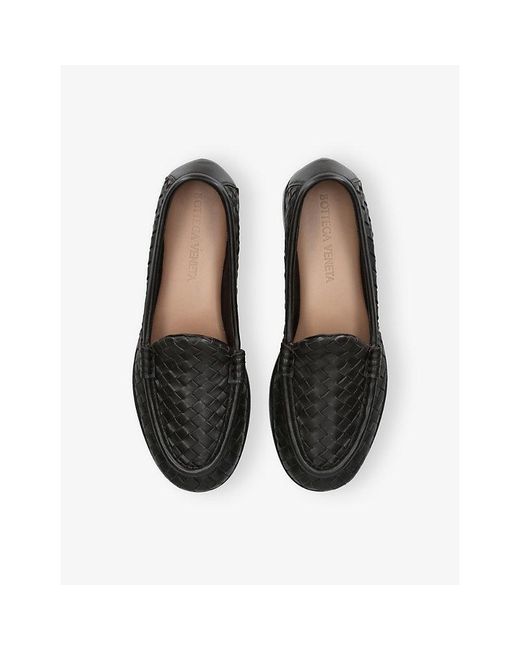 Bottega Veneta Black Silenzio Intrecciato Leather Loafers