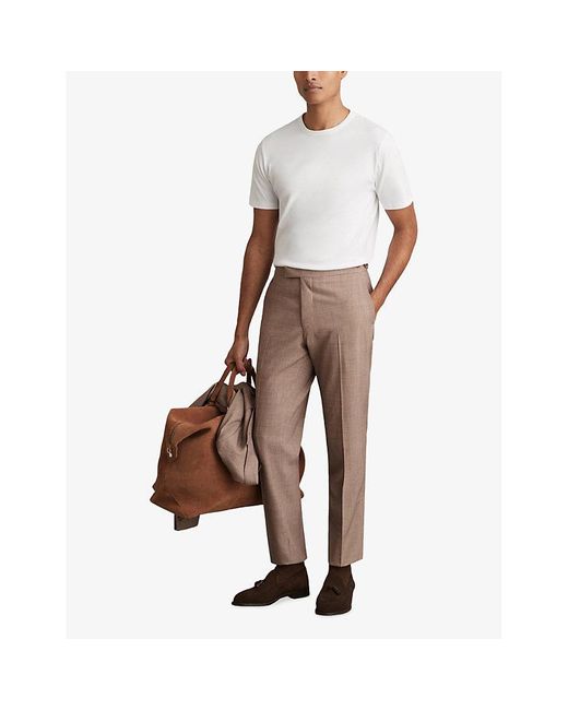 Reiss White Count Crewneck Short-Sleeve Cotton T-Shirt for men