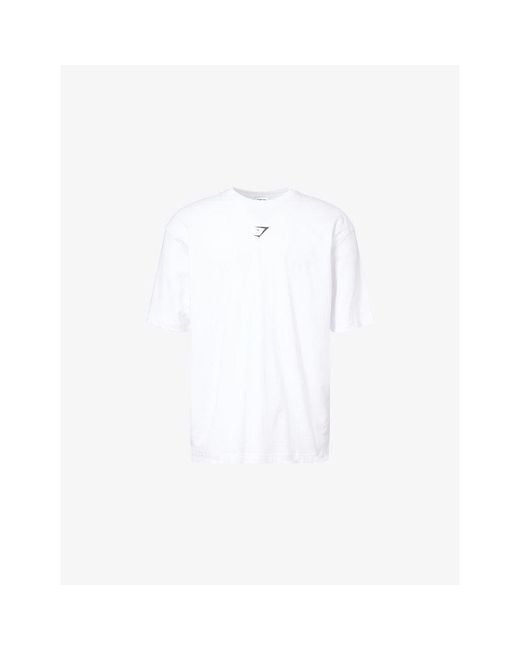 GYMSHARK White Power Brand-Print Stretch-Cotton T-Shirt for men
