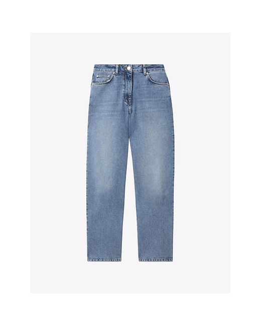 Reiss Blue Selin Mid-Rise Straight-Leg Denim Jeans