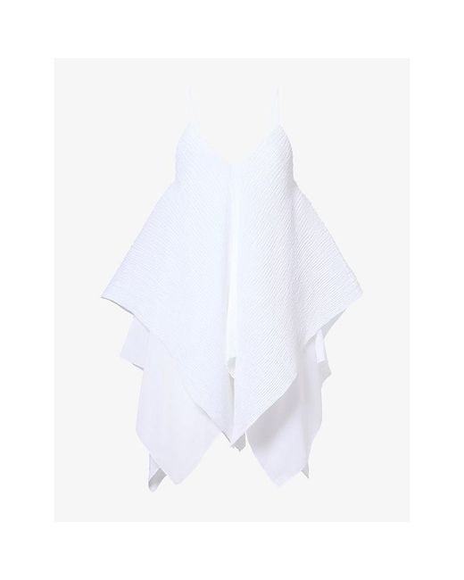 J.W. Anderson White Pleated V-Neck Woven Top