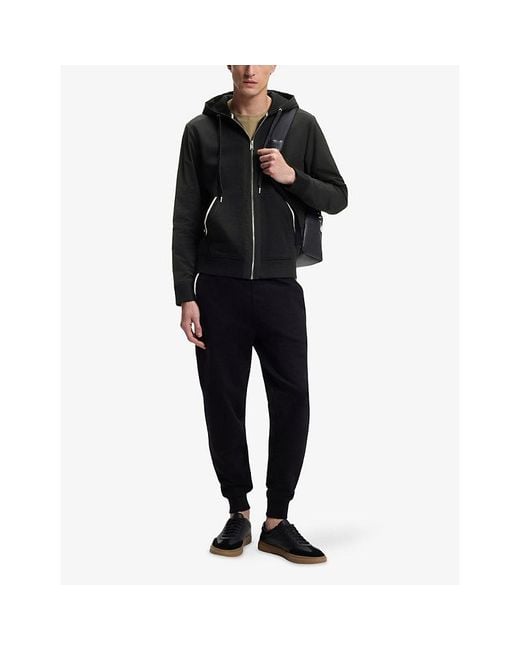 Boss Black Zip-Up Cotton-Jersey Hoody for men