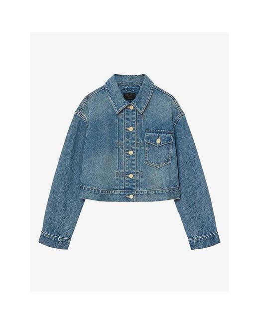 AllSaints Blue Blink Cropped-Length Denim Jacket