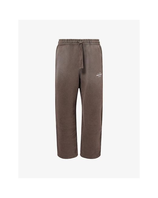 The Couture Club Brown Spray-Wash Logo-Print Cotton Jogging Bottoms for men
