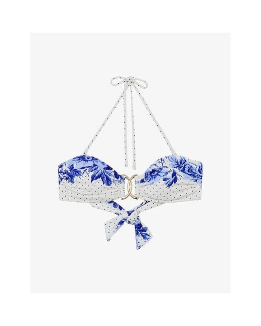 Reiss Blue Johannah Printed Bikini Top