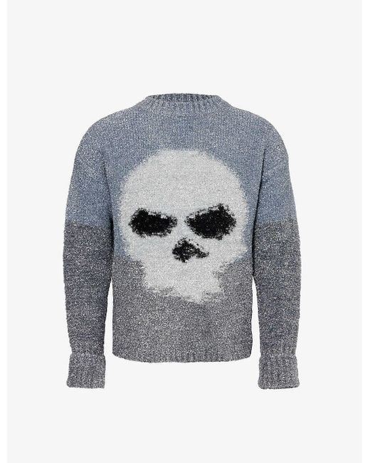 ERL Gray Skull Knitted Jumper for men