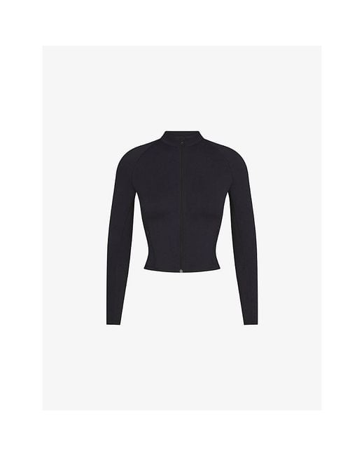 NikeSKIMS Blue Matte Mock-Neck Full Zip Jacket