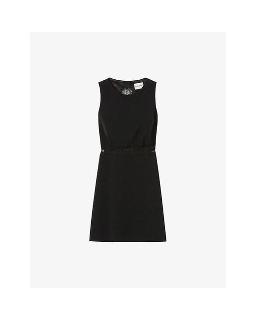 Claudie Pierlot Sleeveless Lace-Trim Stretch-Woven Mini Dress in Black | Lyst Claudie Pierlot Sleeveless Lace-Trim Stretch-Woven Mini Dress in Black | Lyst