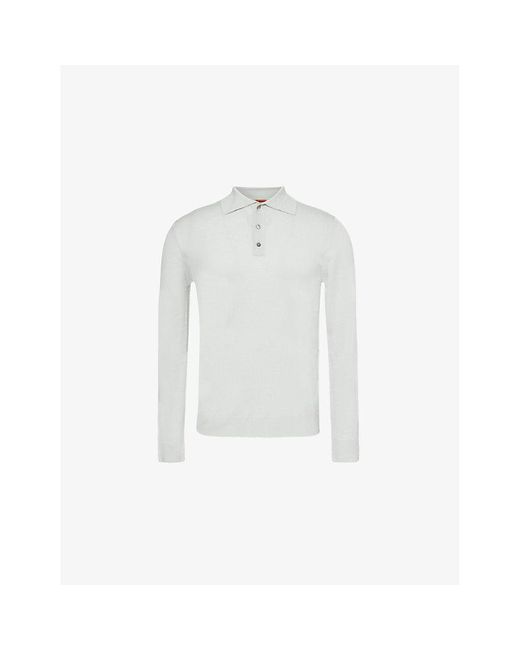 Barena White Long-Sleeve Knit Merino-Wool Polo Shirt for men