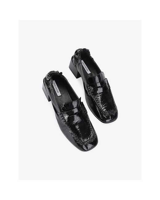 Steve Madden Black Estee Heeled Patent-Leather Loafers
