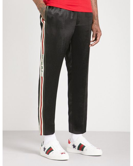 Gucci Black Striped-sides Satin Trousers for men