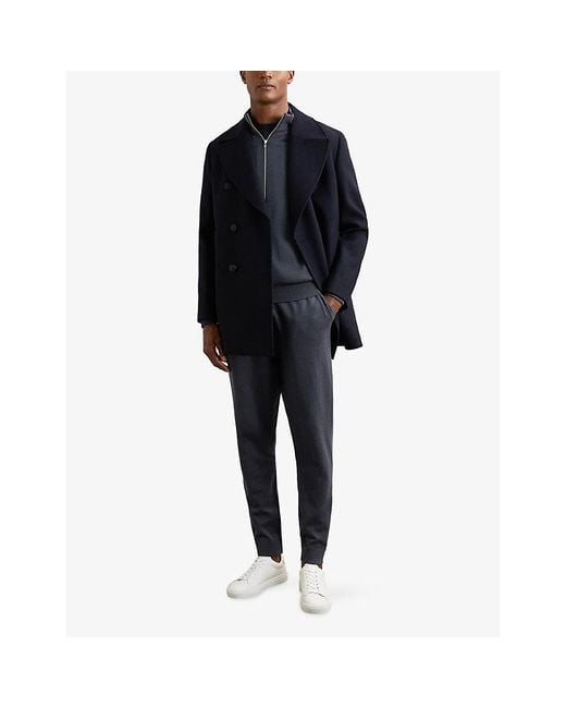 Reiss Blue Billings Drawstring-Waist Wool-Blend Jogging Bottoms for men