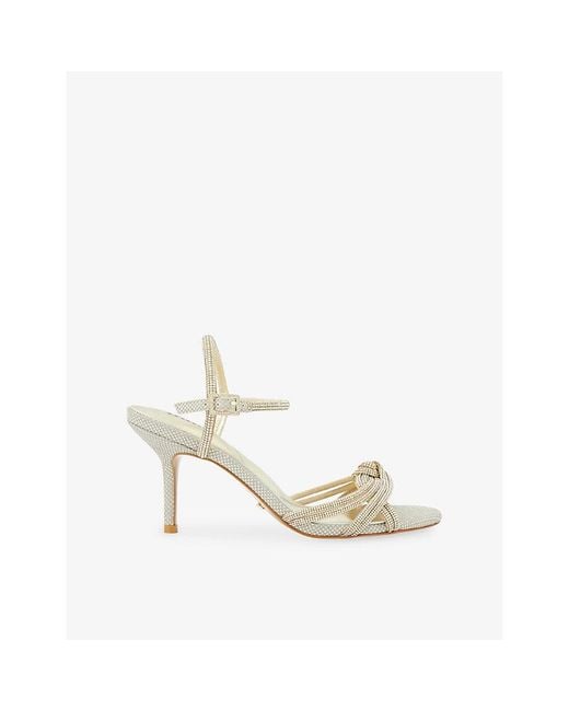 Dune White Marvelous Metallic-Woven Heeled Sandals