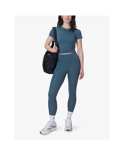 Sweaty Betty Blue All Day Cropped Stretch-Woven T-Shirt