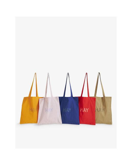 Hay Blue Logo-print Cotton Tote Bag