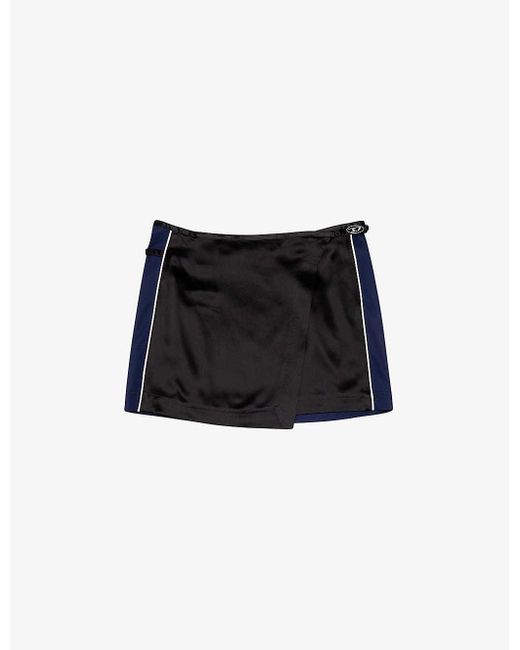 DIESEL Black O-kesselle Wrap-over Low-rise Woven Mini Skirt