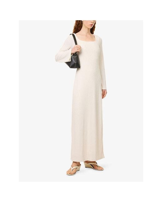 4th & Reckless White Livoria Square-Neck Jersey Maxi Dress