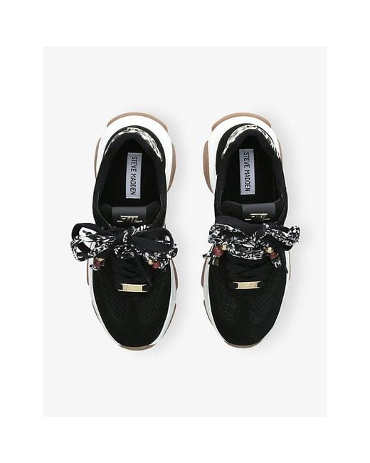Steve Madden Black Maxfield Suede And Mesh Trainers