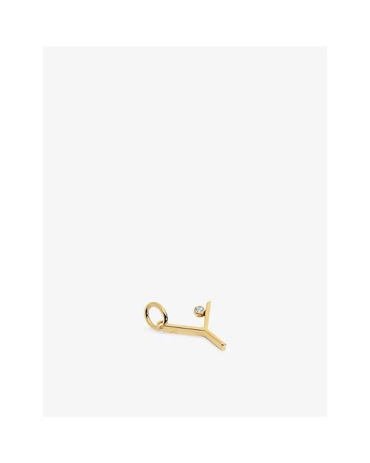 Monica Vinader Metallic Solitaire Diamond Initial Y 18Ct- Vermeil And 0.035Ct Lab-Grown Diamond Pendant
