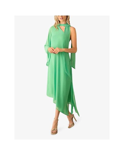 Ro&zo Green Oona One-shoulder Recycled-polyester Maxi Dress