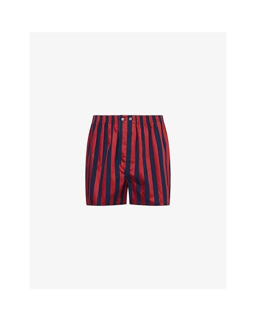 Derek Rose Red Striped Regular-Fit Boxer Shorts for men