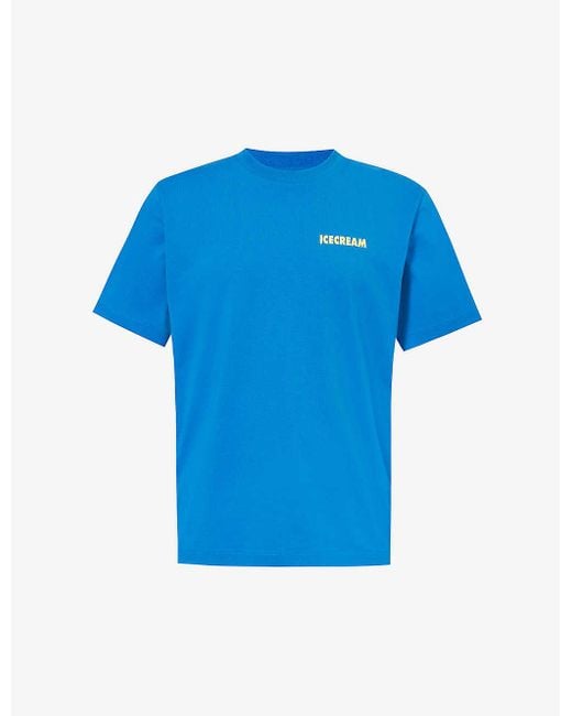 ICECREAM Blue We Serve It Best Graphic-print Cotton-jersey T-shirt X for men