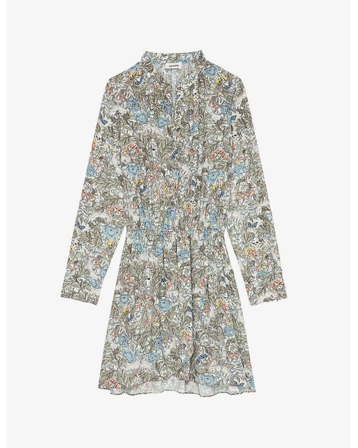 Zadig & Voltaire Rinka Floral-print Flounced-skirt Woven Mini Dress in ...