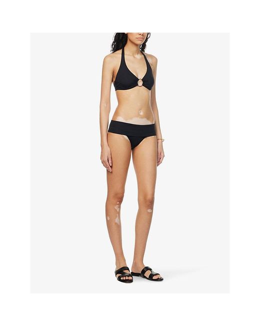 Melissa Odabash Black Brussels Elasticated-Waist High-Rise Bikini Bottoms