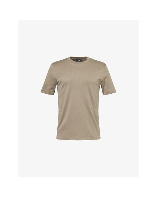 Dunhill Natural Brand-Embroidery Short-Sleeves Cotton-Jersey T-Shirt for men