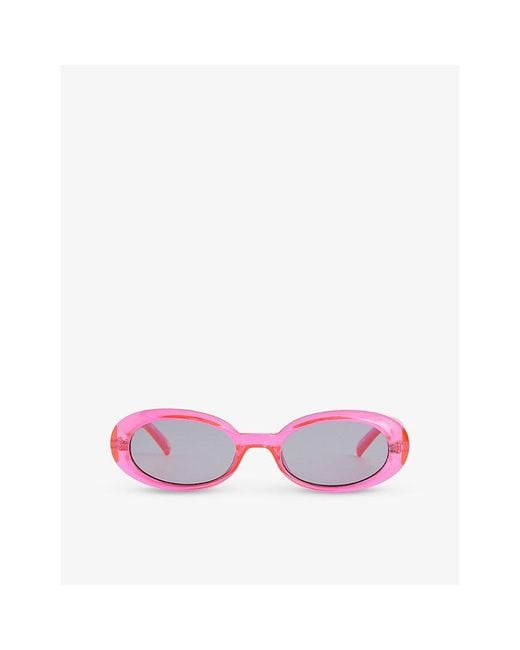 Le Specs Pink Work It Oval-frame Polyethylene Sunglasses
