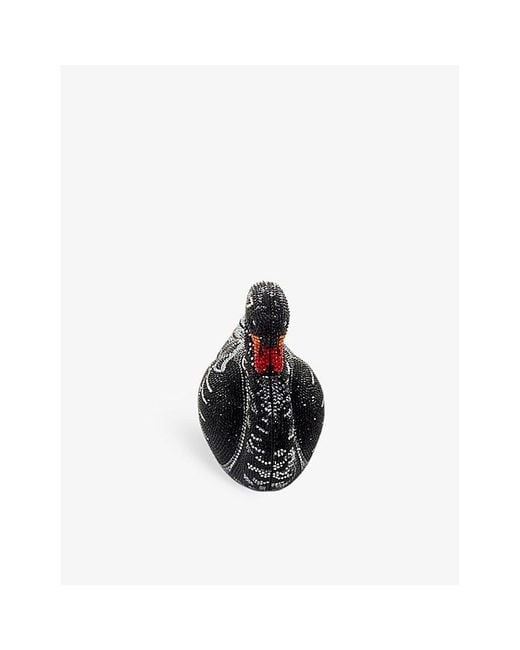 Judith Leiber Black Odile Swan-shaped Crystal-embellished Metal Clutch Bag